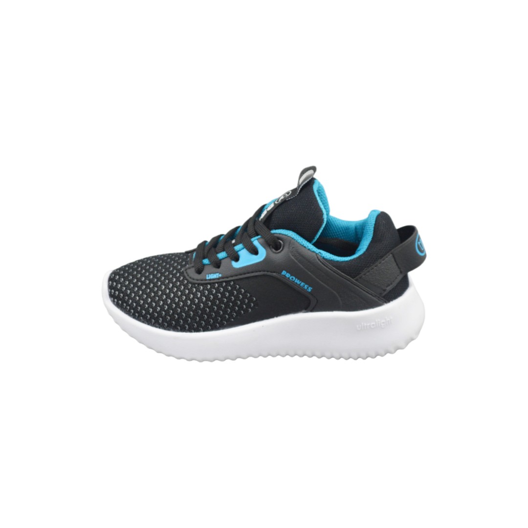  Articulo 2073<br>ZAPATILLA DEPORTIVA – PROWESS – 27/34 <br>Color 01081 NEGRO / TURQUEZA <br> <span class='titulo_secundario' style='background-color:white;color:black;margin-top:7px; margin-bottom:0px;font-size:20px;'>Precio del Par</span>