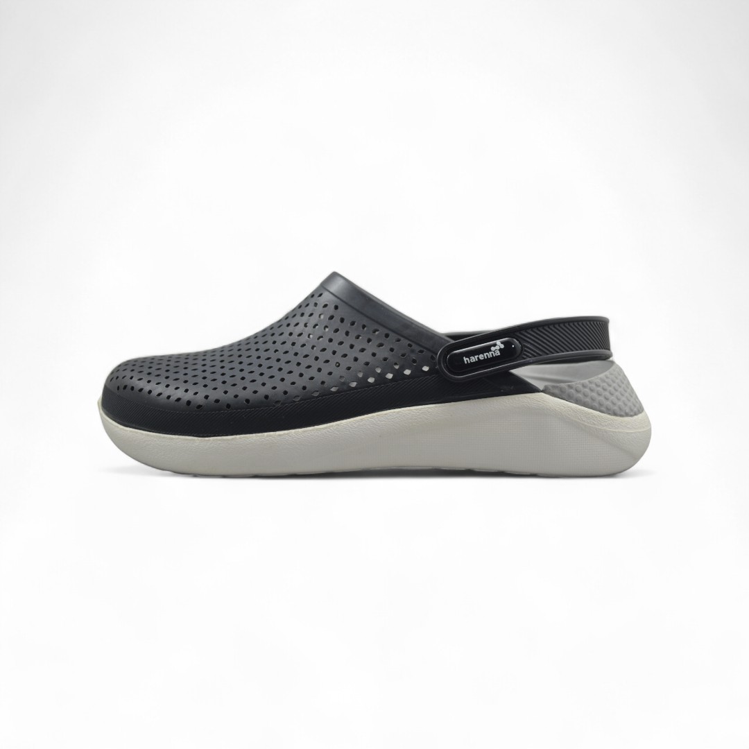  Articulo 903<br>CROCS PERFORADO – HARENA – 35/40 <br>Color 066 GRIS / NEGRO <br> <span class='titulo_secundario' style='background-color:white;color:black;margin-top:7px; margin-bottom:0px;font-size:20px;'>Precio del Par</span>