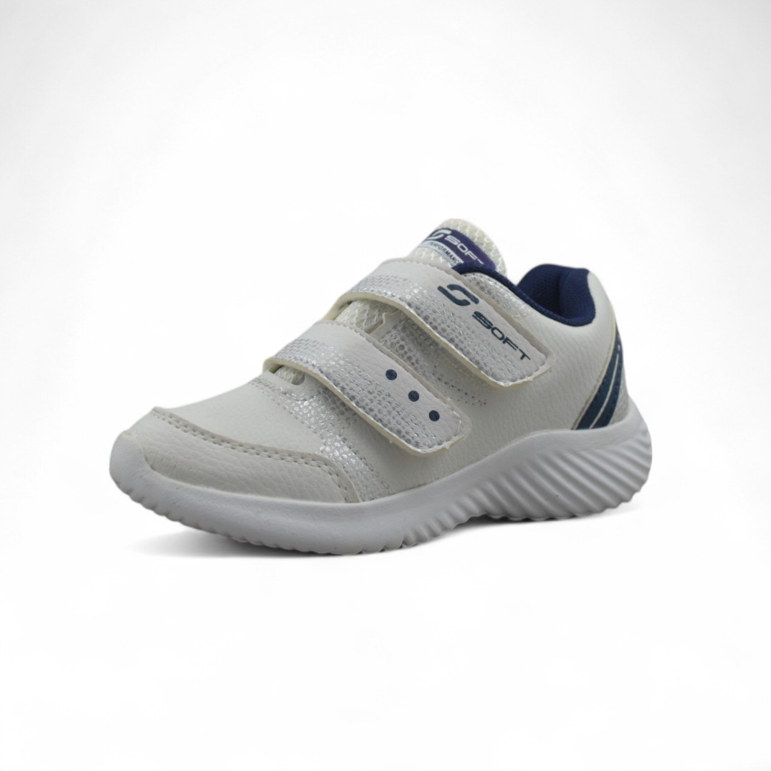  Articulo 1904<br>ZAPATILLA COLEGIAL – SOFT – 27/35 <br>Color 831 BLANCO / AZUL <br> <span class='titulo_secundario' style='background-color:white;color:black;margin-top:7px; margin-bottom:0px;font-size:20px;'>Precio del Par</span>